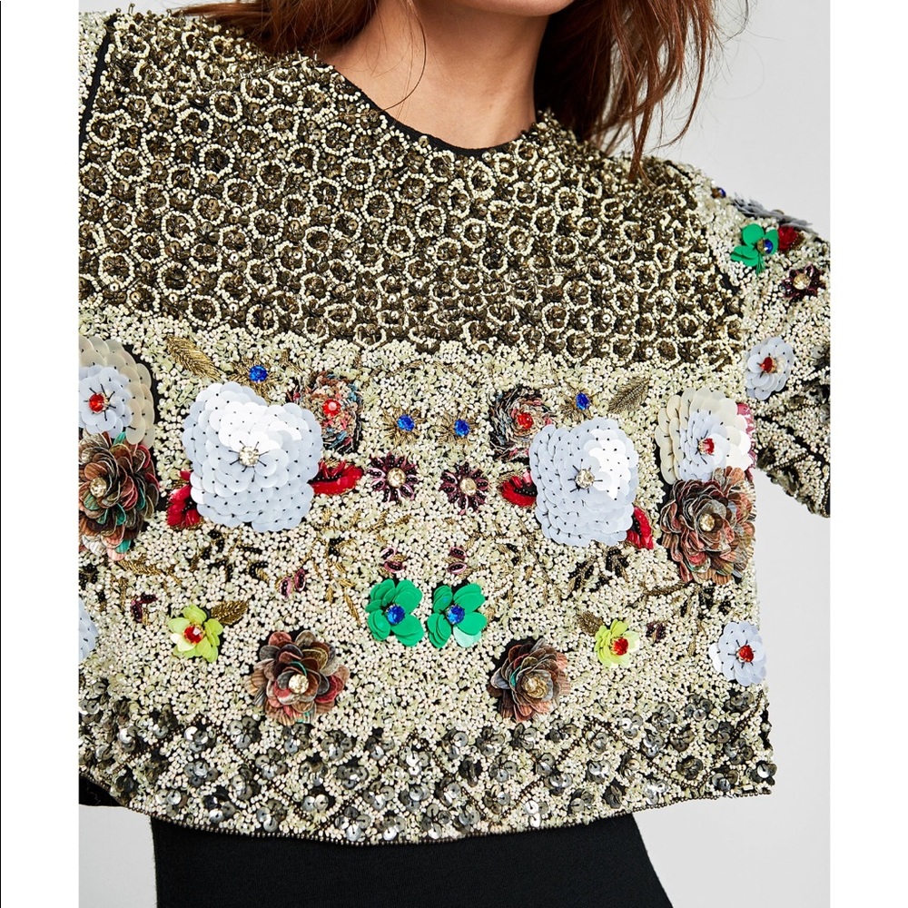 ZARA SEQUIN BEADED EMBELLISHED TOP // LIMITED ETD - Picture 5 of 8